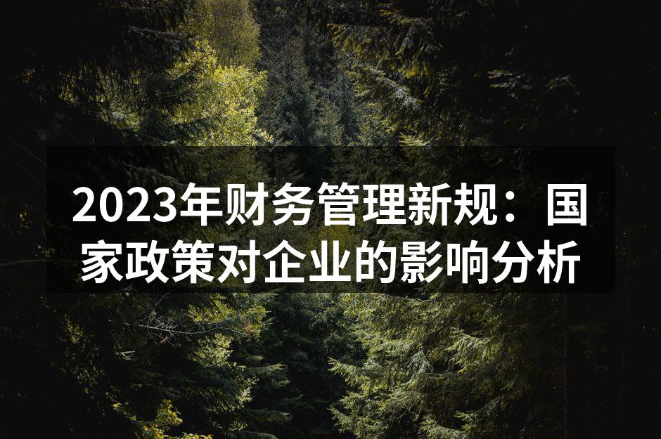2023年财务管理新规：国家政策对企业的